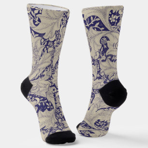 William Morris Goldlack Muster Antique Blau Socken