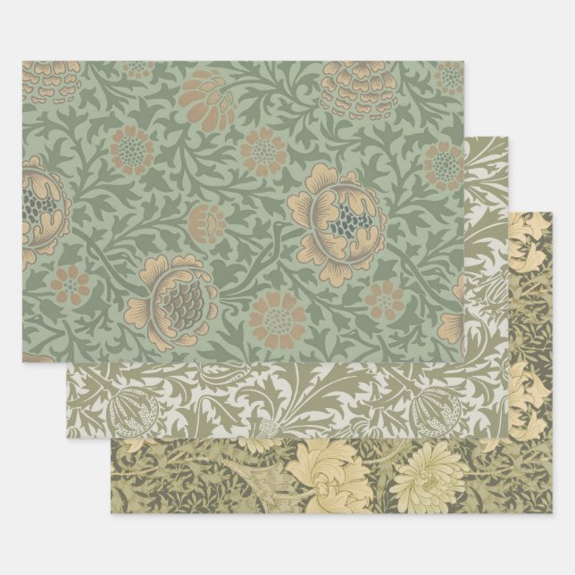 William Morris Grafton Blumenmuster Salbeigrün  Geschenkpapier Set (Set)