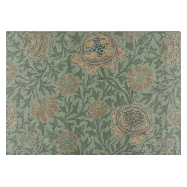 William Morris Grafton Blumenmuster Salbeigrün  Schneidebrett (Vorderseite)
