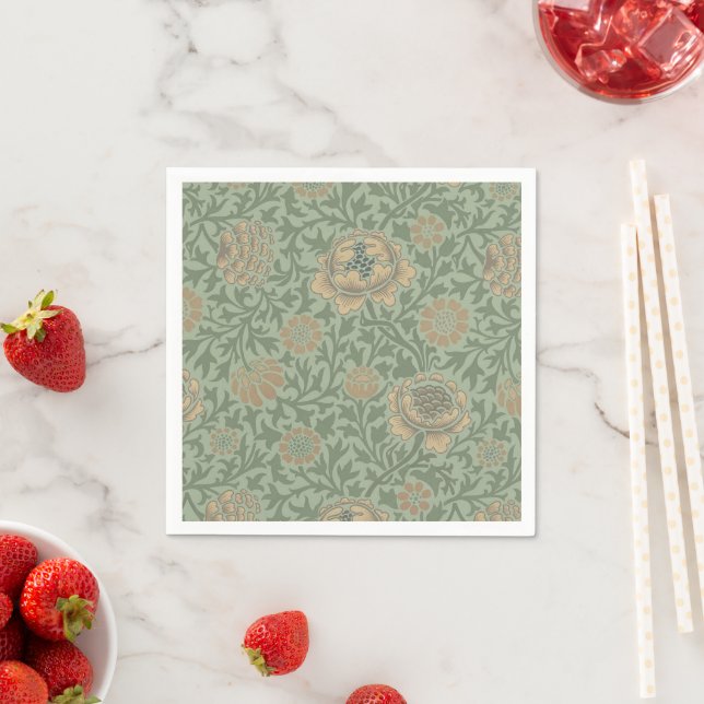 William Morris Grafton Blumenmuster Salbeigrün  Serviette (Beispiel)