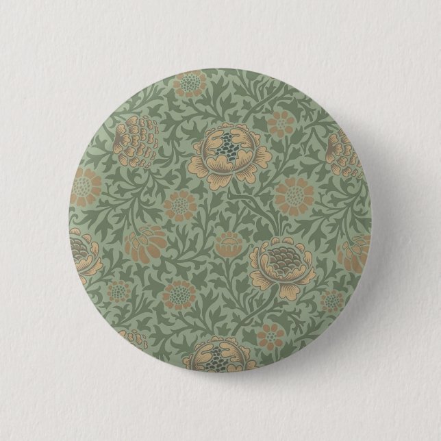 William Morris Grafton Blummenmuster Salbeigrün  Button (Vorderseite)