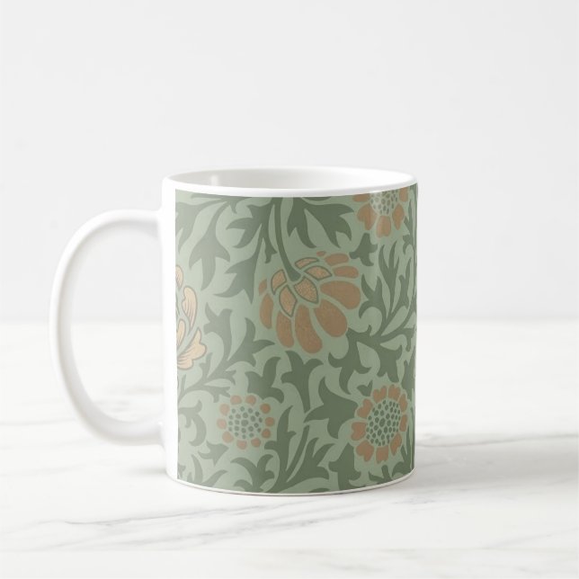 William Morris Grafton Blummenmuster Salbeigrün  Kaffeetasse (Links)