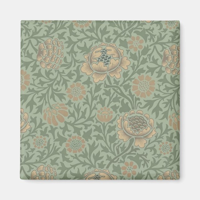 William Morris Grafton Blummenmuster Salbeigrün  Magnet (Vorne)