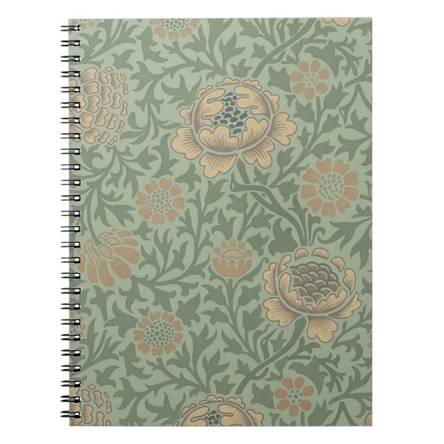 William Morris Grafton Blummenmuster Salbeigrün  Notizblock (Vorderseite)