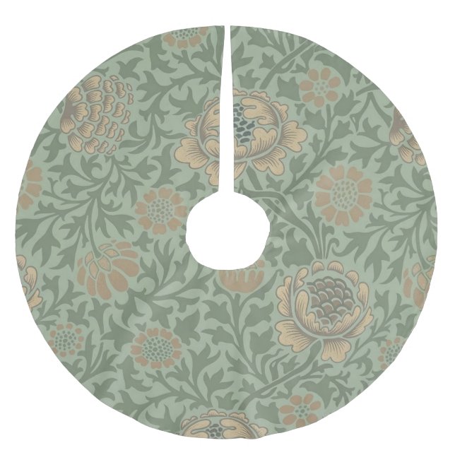 William Morris Grafton Blummenmuster Salbeigrün  Polyester Weihnachtsbaumdecke (Vorderseite)