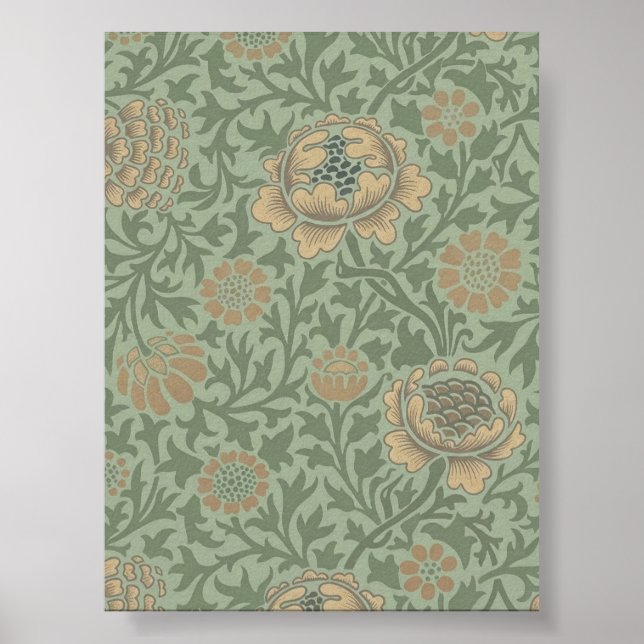 William Morris Grafton Blummenmuster Salbeigrün  Poster (Vorne)
