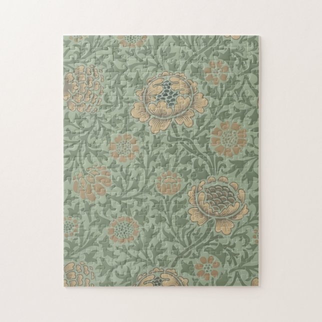 William Morris Grafton Blummenmuster Salbeigrün  Puzzle (Vertikal)
