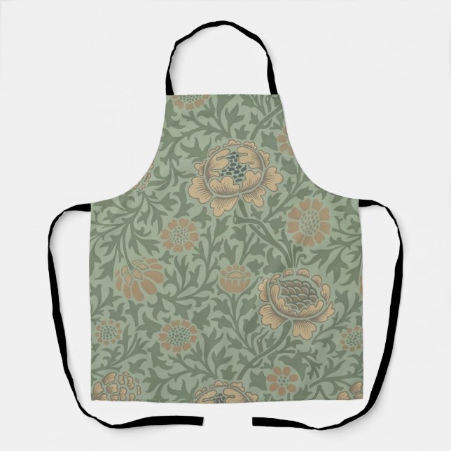 William Morris Grafton Blummenmuster Salbeigrün  Schürze (Vorderseite)