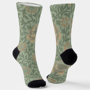 William Morris Grafton Blummenmuster Salbeigrün Socken