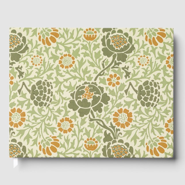 William Morris Grafton Sage Grünes Blumenmuster Gästebuch (Vorderseite)