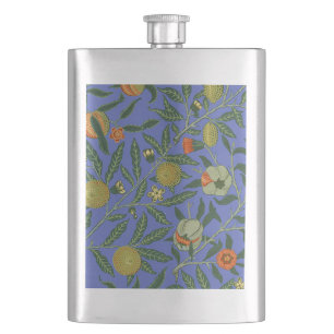 William Morris Granatapfel Blaue Farbige Tapete Flachmann