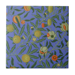 William Morris Granatapfel Blaue Farbige Tapete Fliese