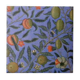 William Morris Granatapfel Blaue Farbige Tapete Fliese