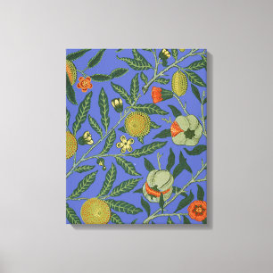 William Morris Granatapfel Blaue Farbige Tapete Leinwanddruck