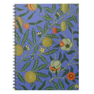 William Morris Granatapfel Blaue Farbige Tapete Notizblock