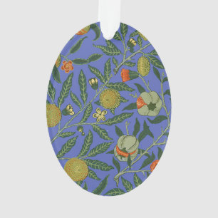William Morris Granatapfel Blaue Farbige Tapete Ornament