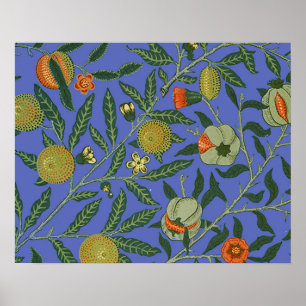 William Morris Granatapfel Blaue Farbige Tapete Poster