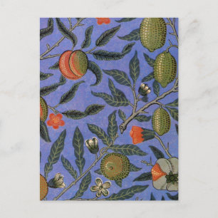 William Morris Granatapfel Blaue Farbige Tapete Postkarte