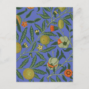 William Morris Granatapfel Blaue Farbige Tapete Postkarte