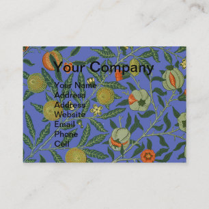 William Morris Granatapfel Blaue Farbige Tapete Visitenkarte
