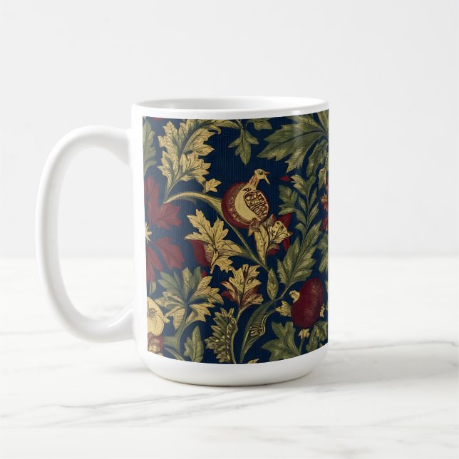 William Morris Granatapfel Blumen Navy Muster Kaffeetasse (Links)