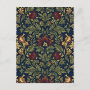 William Morris Granatapfel Blumen Navy Muster Postkarte
