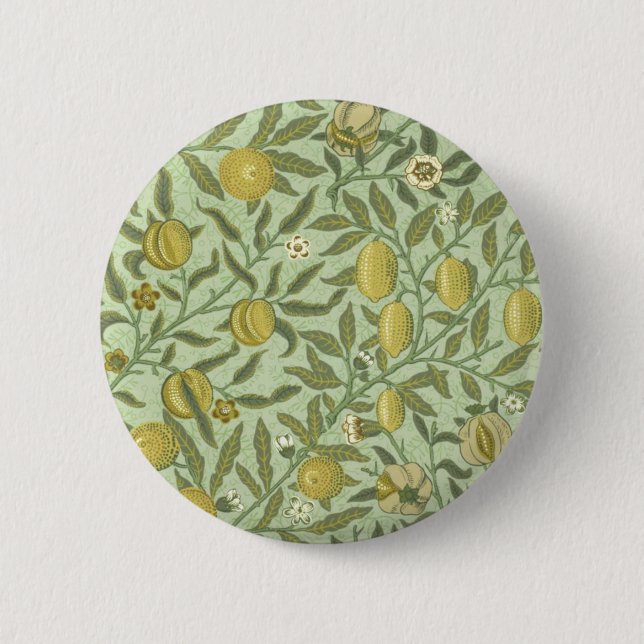 William Morris Granatapfel-Frucht-Design Button (Vorderseite)