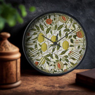 William Morris Granatäpfel Zitronen Vintage-Muster Uhr