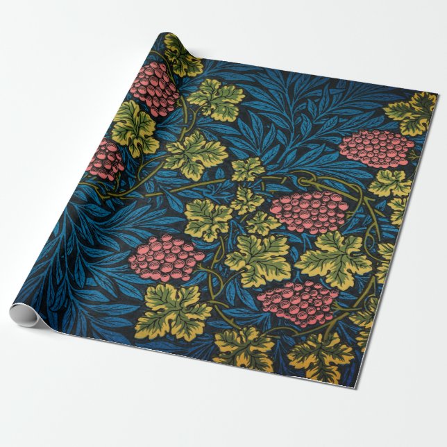 William Morris GRAPE VINE BLUE Wrapping Paper Geschenkpapier (Ungerollt)
