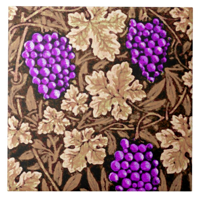 William Morris Grapevine, braun und Lila Fliese (Vorderseite)