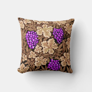 William Morris Grapevine, braun und Lila Kissen