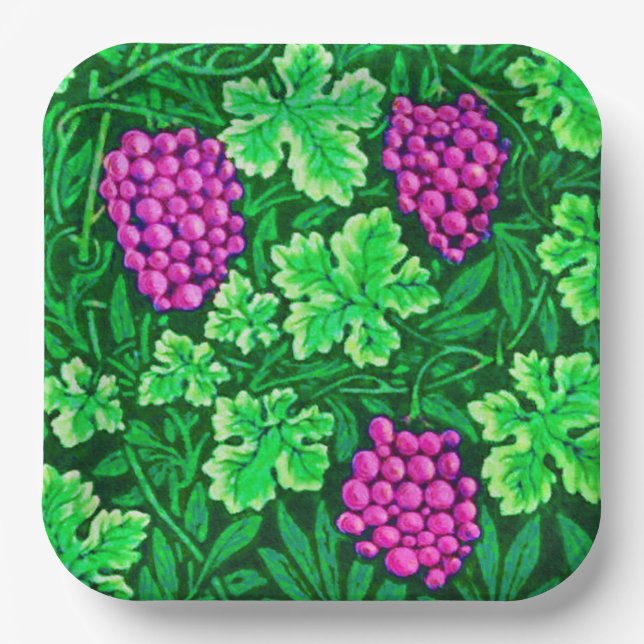 William Morris Grapevine, Magenta und Green Pappteller (Vorderseite)
