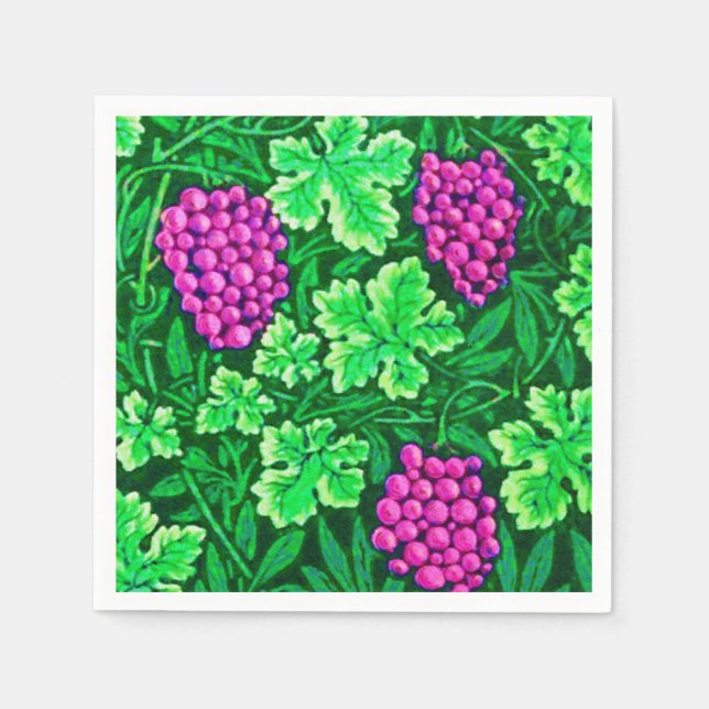 William Morris Grapevine, Magenta und Green Serviette (Vorderseite)
