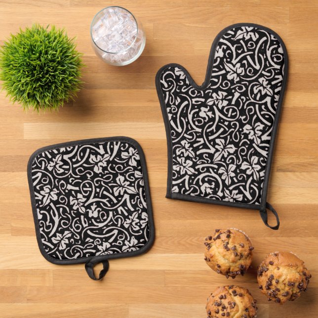 William Morris Grapevine Vine Leaf Pattern Ofenhandschuh & Topflappen-Set (Oben Unten)