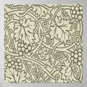 William Morris grau grüne Weinreben Muster Poster
