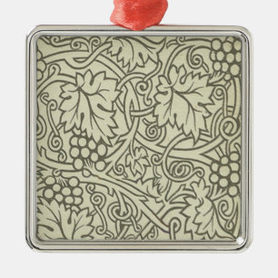 William Morris grau grüne Weinreben Muster Silbernes Ornament