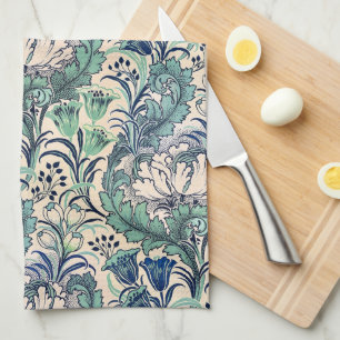 William Morris Green Aquamarin Creme Floral Patter Geschirrtuch