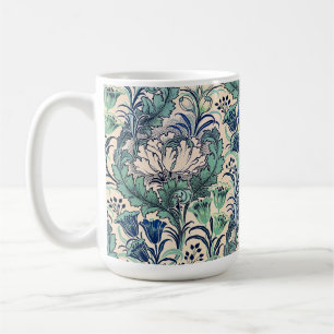 William Morris Green Aquamarin Creme Floral Patter Kaffeetasse