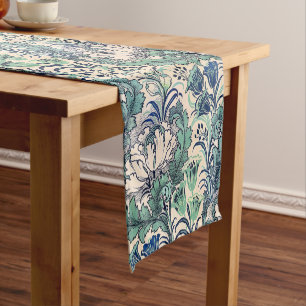 William Morris Green Aquamarin Creme Floral Patter Kurzer Tischläufer