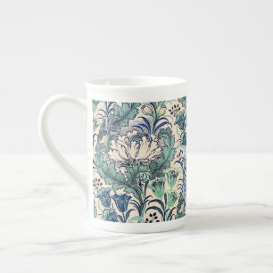 William Morris Green Aquamarin Creme Floral Patter Prozellantasse