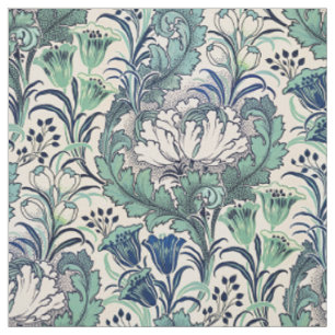 William Morris Green Aquamarin Creme Floral Patter Stoff