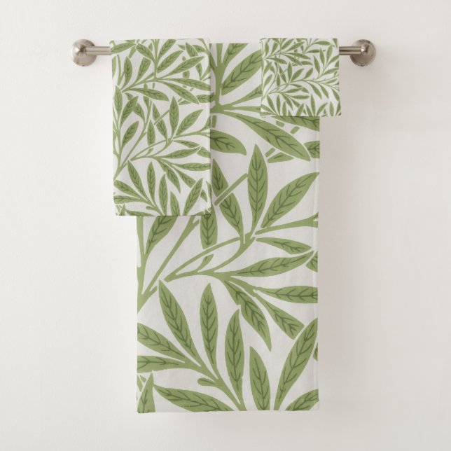 William Morris Green Floral Botanical Pattern Badhandtuch Set (Insitu)