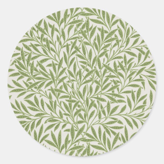 William Morris Green Floral Botanical Pattern Runder Aufkleber (Vorderseite)