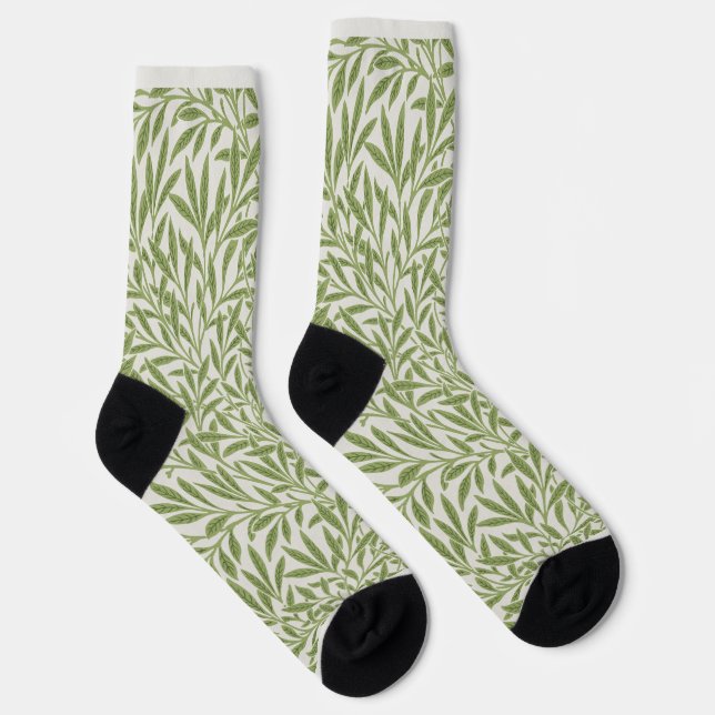 William Morris Green Floral Botanical Pattern Socken (Rechts)
