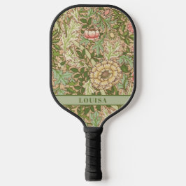 William Morris Green Floral Pickleball Schläger