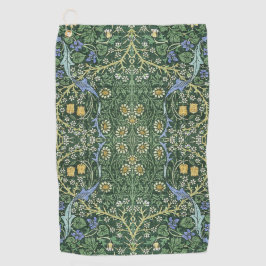 William Morris Green Floral Vintage White Daisies Golfhandtuch