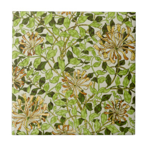 William Morris Green Honeysuckle Blumen-Wallpaper Fliese
