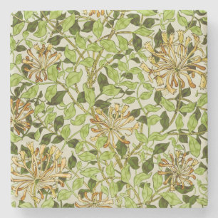 William Morris Green Honeysuckle Blumen-Wallpaper Steinuntersetzer