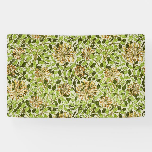 William Morris Green Honeysuckle Blumenwallpaper Banner (Horizontal)