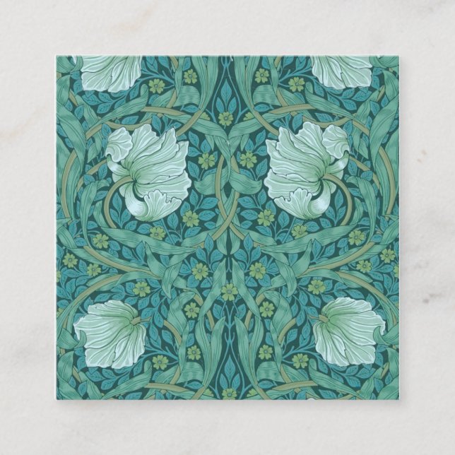 William Morris - Green Pimpernel Pattern Quadratische Visitenkarte (Vorderseite)